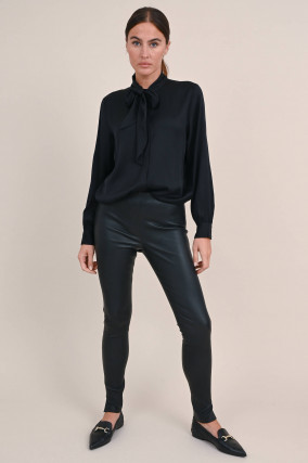 Leder Legging in Schwarz