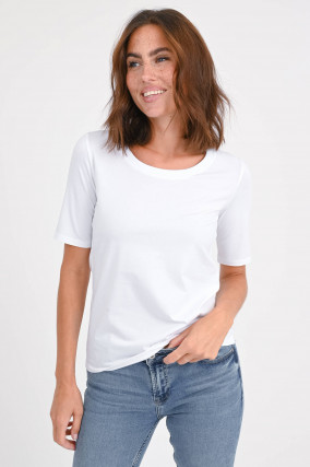 T-Shirt JANE mit verlängertem Kurzarm in Weiß