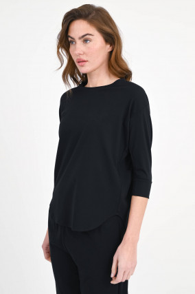 T-Shirt aus Viskose-Mix in Schwarz