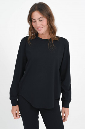 Langarmshirt aus Viskose-Mix in Schwarz