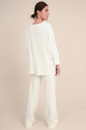 Frottee-Pullover in Offwhite