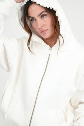 Sweatshirt-Jacke SALY mit Rüschen-Details in Ice