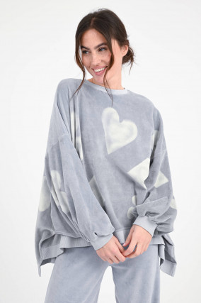 Velvet Sweatshirt IZAR in Light Sky
