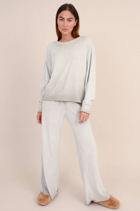Velvet Terry Sweatshirt mit Rüschen in Grau