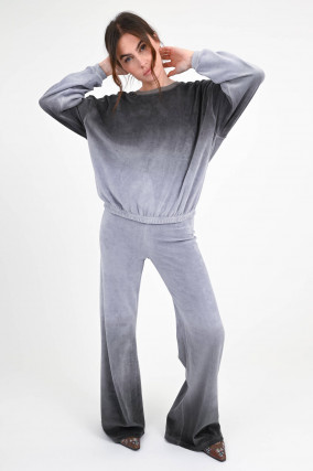 Velvet Sweatshirt MARYLAND in Grau/Blau