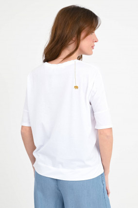 Rundhals-Shirt DAISY in Weiß