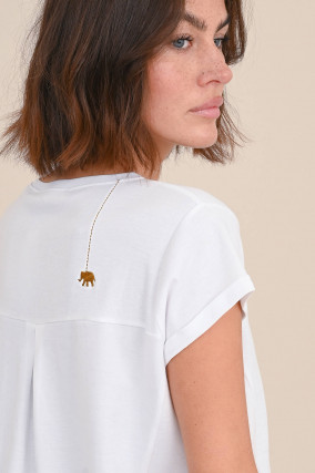 Baumwoll-Shirt mit verlängertem Rücken in Weiß
