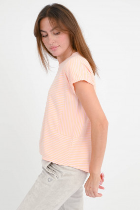 Gestreiftes-Shirt LILY in Rosa/Orange