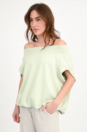 T-Shirt SONA mit U-Boot-Ausschnitt in Mint
