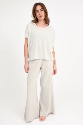 Glitzer-Shirt ADELA mit Rüschen-Saum in Silber