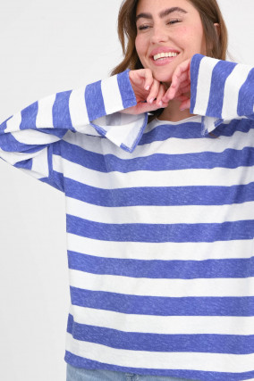 Frottee-Shirt GALENA in Blau/Weiß gestreift