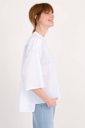 Bluse mit kurzen Ärmeln in Weiß