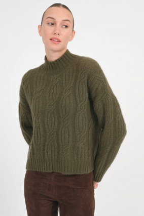 Pullover aus Cashmere-Seiden-Mix in Khaki