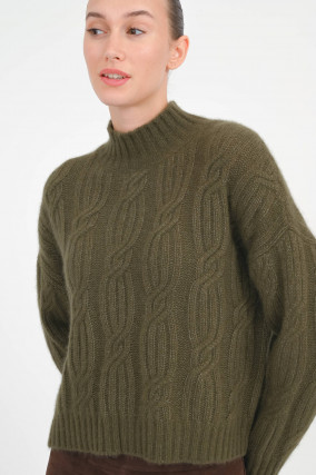 Pullover aus Cashmere-Seiden-Mix in Khaki