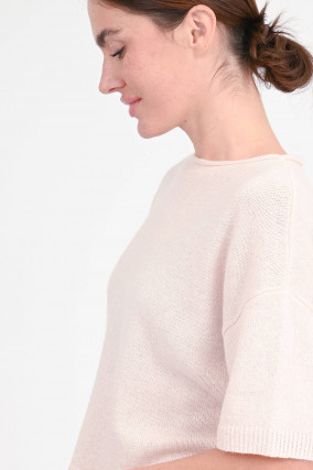 Kurzarm-Pullover NAARA aus Leinen-Cashmere in Rose