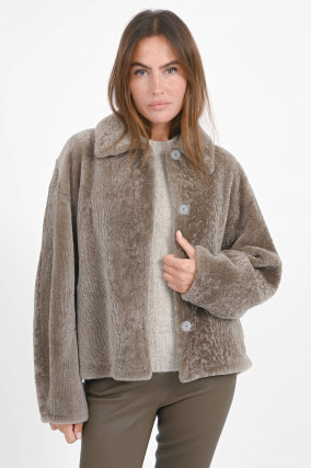 Jacke aus Lammfell in Greige