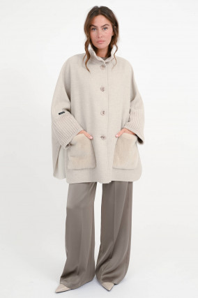 Jacke/Cape mit Cashmere-Woll-Mix in Natur