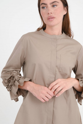 Bluse FAVOLA mit Ärmel-Details in Taubengrau