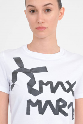 T-Shirt CALCIO mit Schriftzug in Weiß/Schwarz