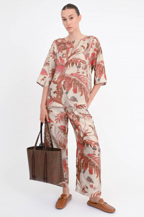 Seiden-Bluse FILIPPO in Beige/Rost