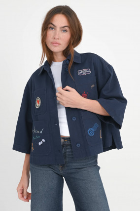 Jeansjacke ASSUAN mit Patches in Ultramarine