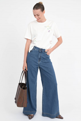  Jeans VEGA mit weitem Bein in Medium Blue