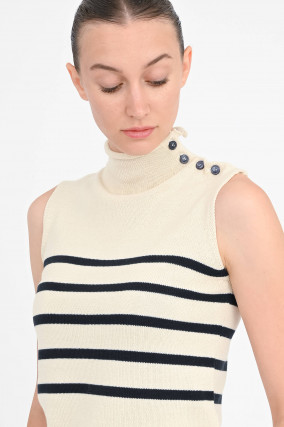 Rollkragen-Top TROFEO in Creme/Navy