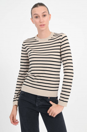 Pullover SICILIA in Beige/Schwarz gestreift