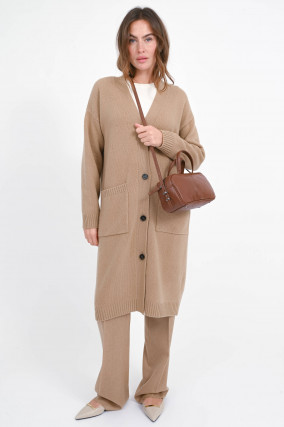 Midi-Woll-Strickjacke GODEZIA in Cammello 