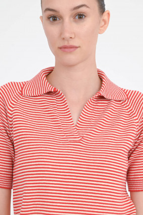 Gestreiftes Kurzarm-Polo in Rot/Weiß