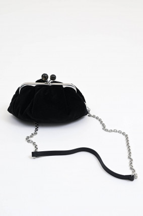 Pouch-Tasche aus Samt in Schwarz