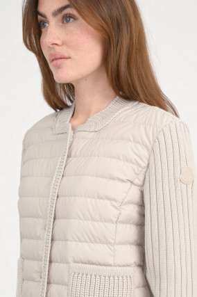 Hybrid Strickjacke mit Druckknopf in Deep Sand