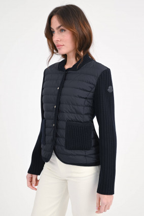 Hybrid Strickjacke mit Druckknopf in Midnight