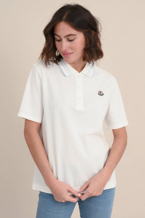 Poloshirt mit Streifen-Details in Weiß