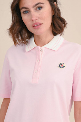 Poloshirt mit Streifen-Details in Rosa