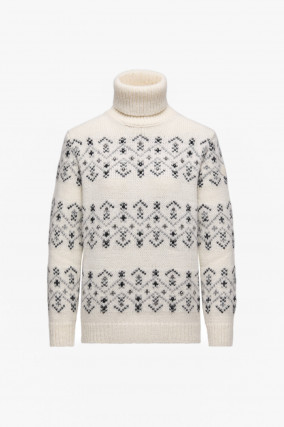 Norweger-Pullover mit Strasssteinen in Weiß/Grau