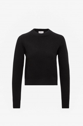 Woll-Mix-Pullover in Schwarz