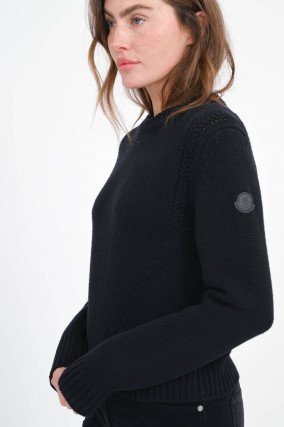 Woll-Mix-Pullover in Schwarz