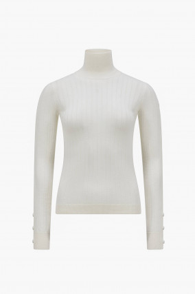 Rollkragenpullover in Creme