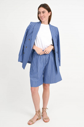Gestreifter Doppelreihiger Blazer in Blau/Weiß