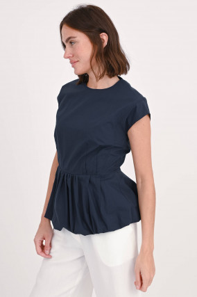 Bluse mit Schößchen in Dunkelblau