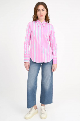 Gestreifte Bluse in Pink/Weiß/Blau
