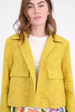 Strukturierte Jacke in Gelb/Taupe meliert