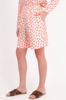 Viskose Shorts mit All-Over-Print in Creme/Rosé