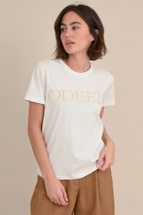 T-Shirt mit Stickerei in Weiß