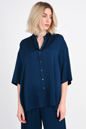 Bluse aus Viskose in Dunkelblau