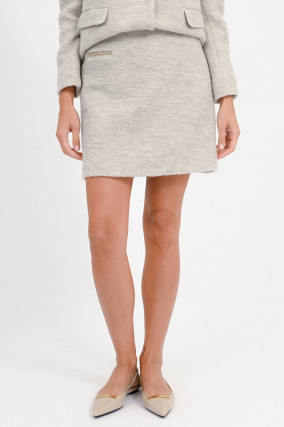 Tweed Rock DAISY mit Paspeltasche in Offwhite