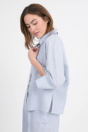  Gestreifte Bluse mit Perlen-Detail in Blau/Weiß