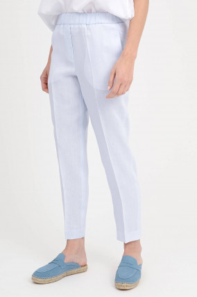 Schmale Leinenhose in Hellblau