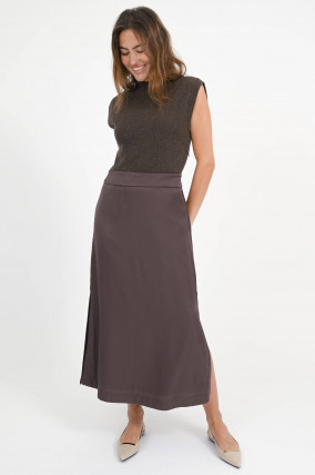 Woll-Seiden-Mix Kleid in Ebony Brown